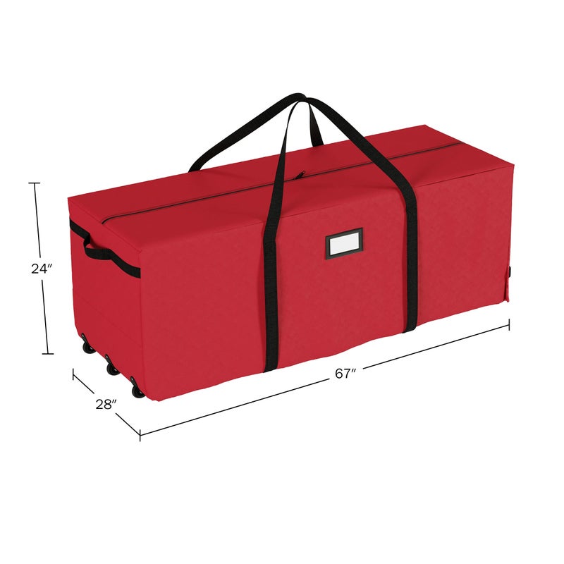 Elf Stor Christmas Tree Storage Bag with Wheels - Canvas Duffel for 12-Foot Fake Trees and Protecting Holiday Decorations and Inflatables by Elf Stor (Red) - Image 2